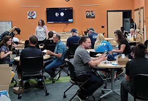 Club advisors gather in the Intercultural Exchange at the Truax Campus for a luncheon sponsored by the Executive Leadership Team.