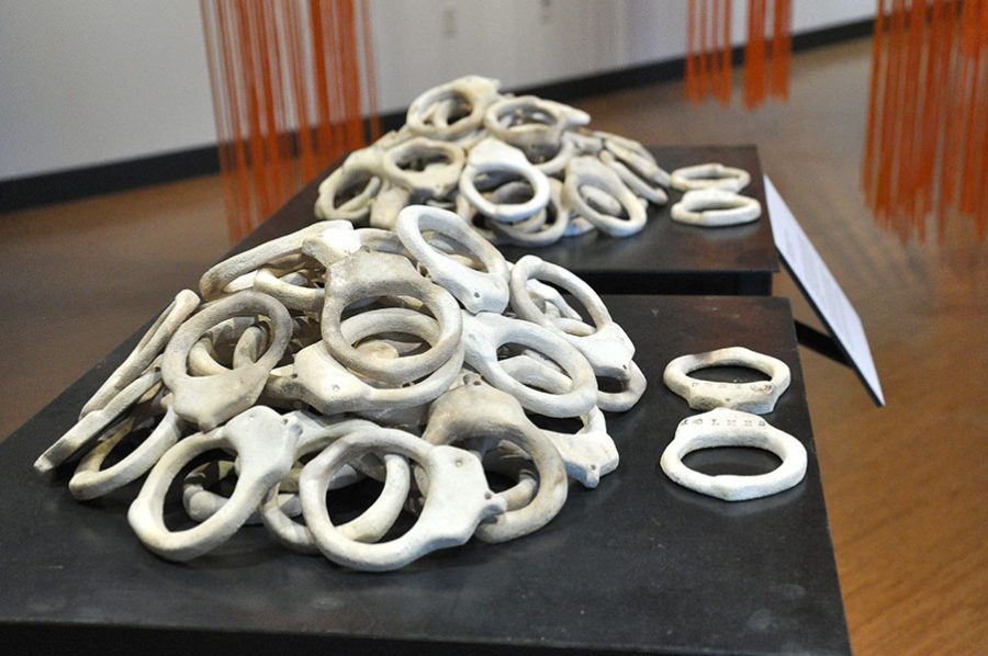 Sets of clay cuffs are in Valeria Tateras exhibit, Blood Memories, on display in the Truax Gallery through Nov. 18.