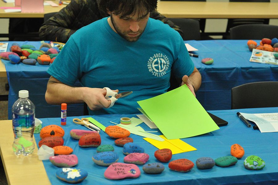 The greeting cards students created during Alternative Winter Break activities were donated to Moments Hospice.