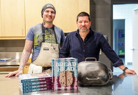 Guest Greg Wade, left, and Chef Series host Kyle Cherek pose for a photo after the event on Jan. 24.