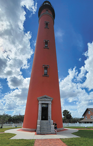 The Ponce de Leon lighthouse is currently in service and its 1,000 watt beacon shines into the night sky once it automatically activates at dusk.