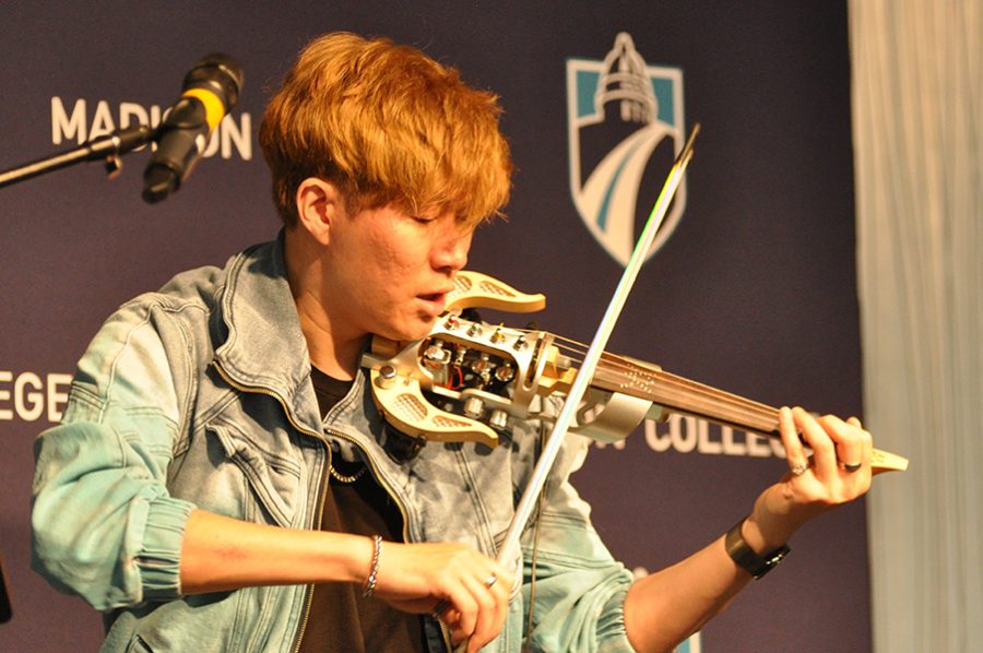 Alex Ahn performs at the Madison College Global Showcase.