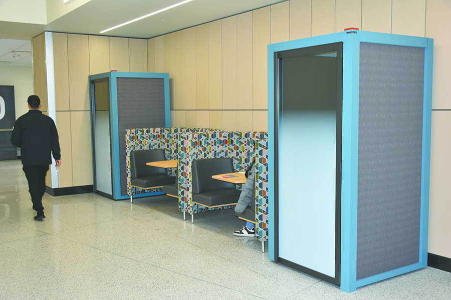 New private study spaces have been installed in a few locations at the Madison College Truax Campus.