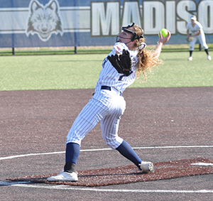 Madison College’s Claire Smedema delivers a pitch against Joliet Junior College on April 27.
