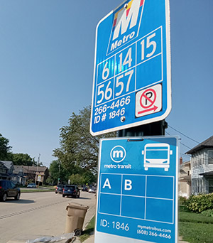 Madison Metro bus stops now display both the old and new routes.