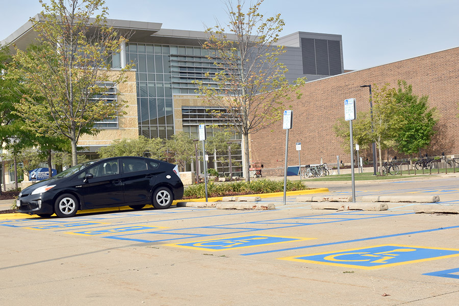 Several+handicapped+accessible+parking+spots+are+available+for+students+at+the+Truax+Campus.