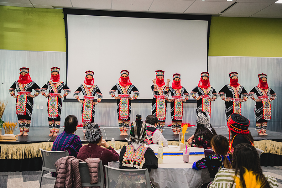 A dance group performs at the Hmong New Year celebration held at Madison College in 2022.