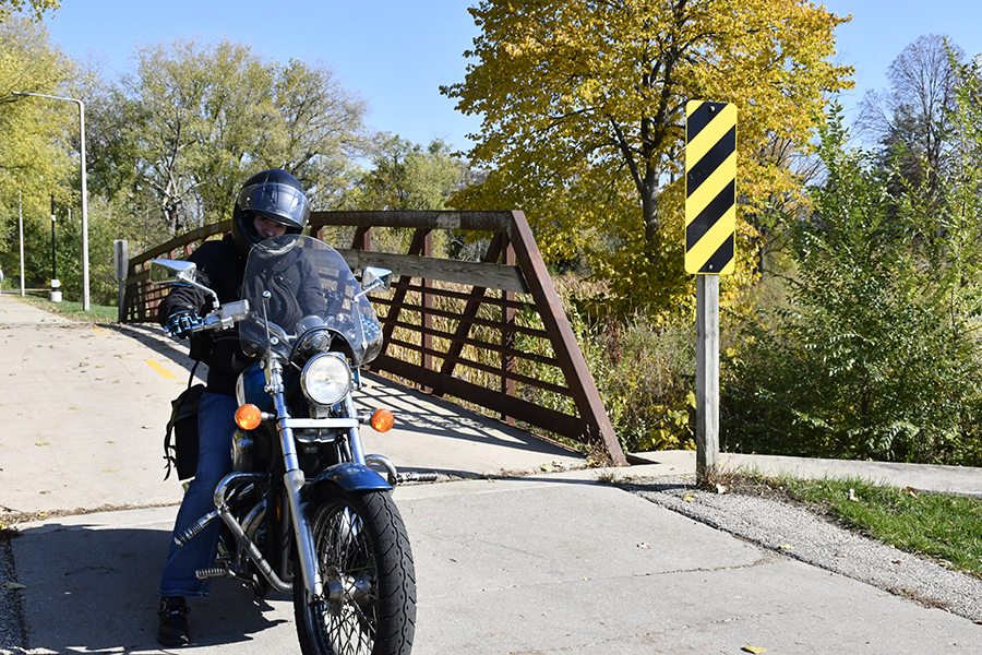 Madison College student Jade Baker takes a ride this past fall.