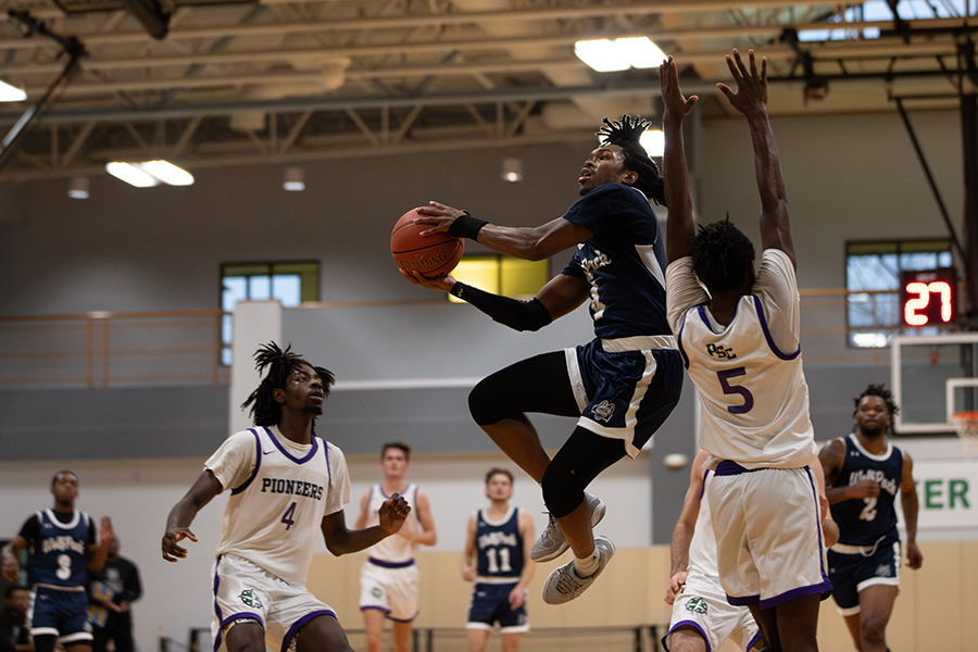 Madison College’s Tyler Mitchell goes up for a shot.