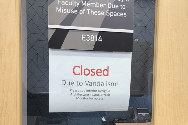 On-going vandalism in the fall resulted in the temporary closing of a student work space.
