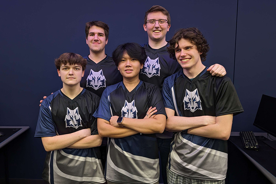 Members of the Esports Grand Champion VALORANT team include, from left, Nicholas Torstenson, Sean Lahey, Bhim Gurung, Ethan Hanson and Nicholas Patterson.