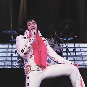 Jimmy Holmes as Elvis at the Legacy Theater in Wisconsin Dells.