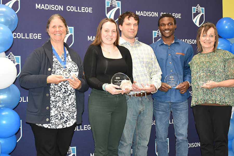 Winners of the Karen Roberts Student Life Leadership Award were, from left, Barbara Bahr, Morgan Witthun, Mackenzie Carstens, Grace Zongo and Kelly Feng.