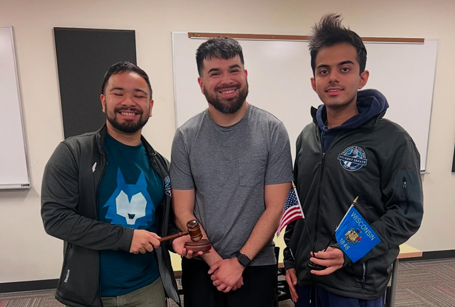 Jose Villarreal, center, will be the Madison College Student Senate President for the 2025-2026 school year.