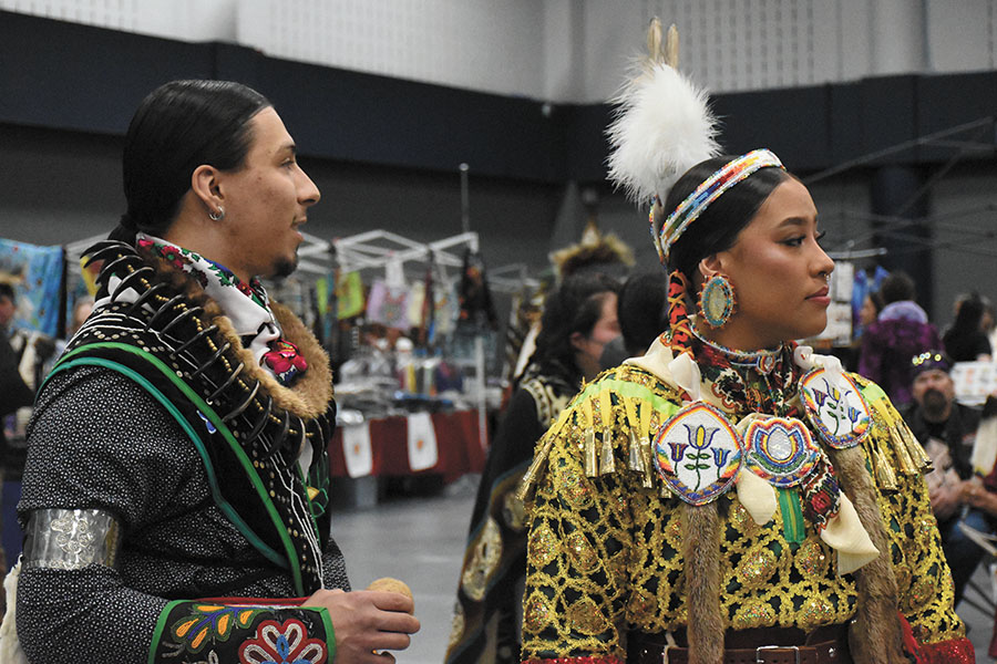 Dancers adorned traditional clothing for Madison College’s annual Pow Wow held on April 26 at the Truax Campus.