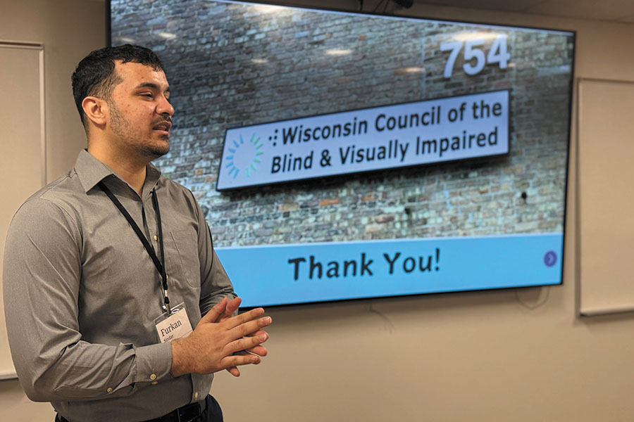 Madison College student Furkan Sindar was the first-place winner of the college's Fall 2024 Honor Competition. Sindar advocates for a pathway for international students like himself to remain in the United States after their graduation.