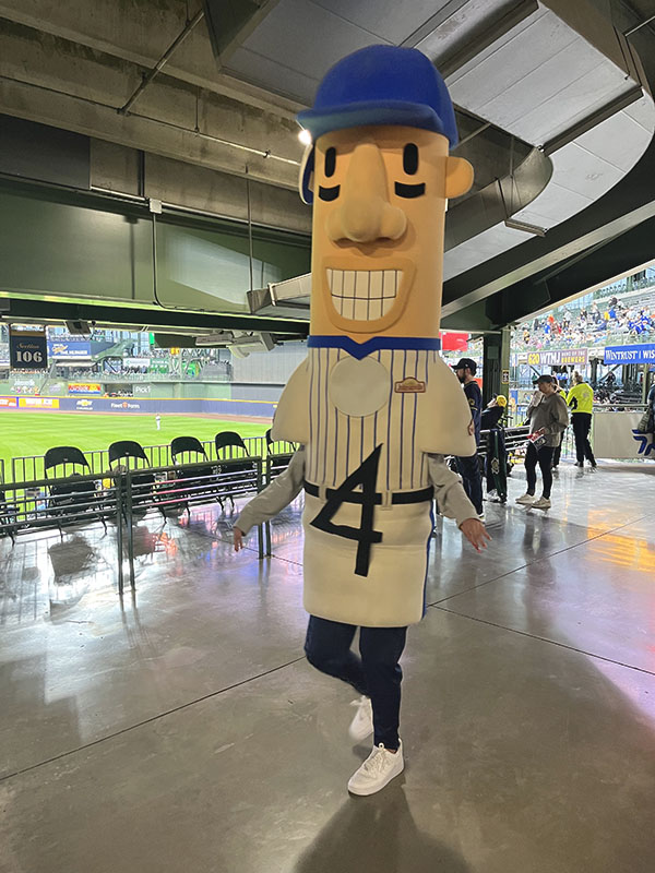Madison College student Sam Nagin was a member of the Brewers Hype Squad and enjoyed her role as one of the Milwaukee Racing Sausages.