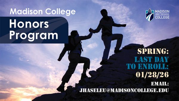 A flyer promoting the Madison College honors program.