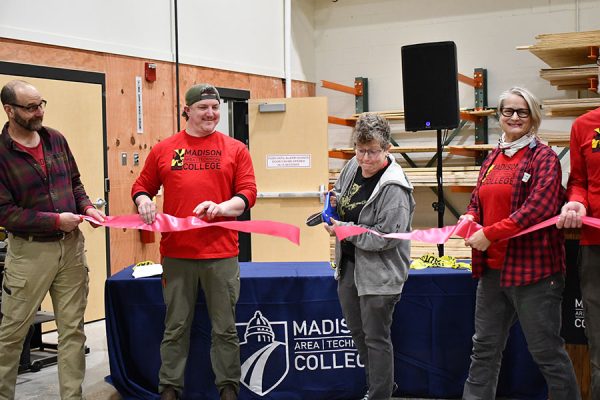 Photo of construction and remodeling faculty participating in the North Campus ribbon cutting ceremony on Nov. 19.