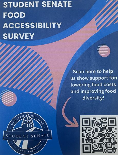Flyer for the Student Senate Food Accessibility Survey.