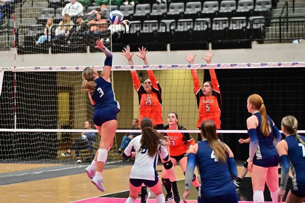 A photo of the Madison College women's volleyball team in the NJCAA National Tournament.