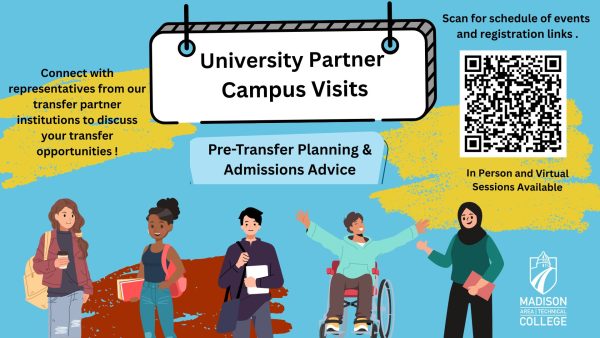 Flyer depicting students promoting transfer college visits