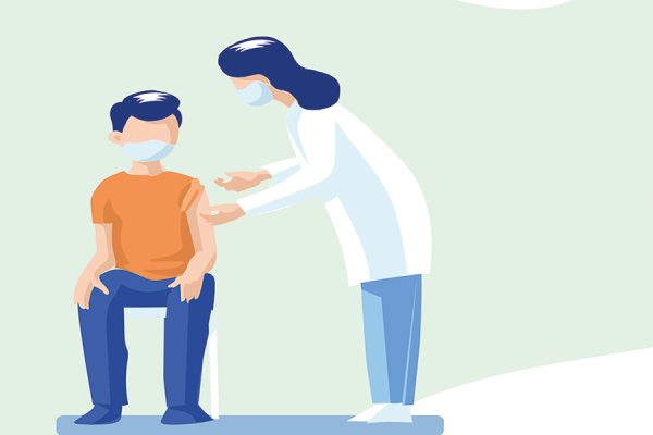 Illustration of a child getting a vaccine.